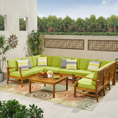 Perla 9-seater Acacia Wood Sectional Sofa Set by Christopher Knight Home