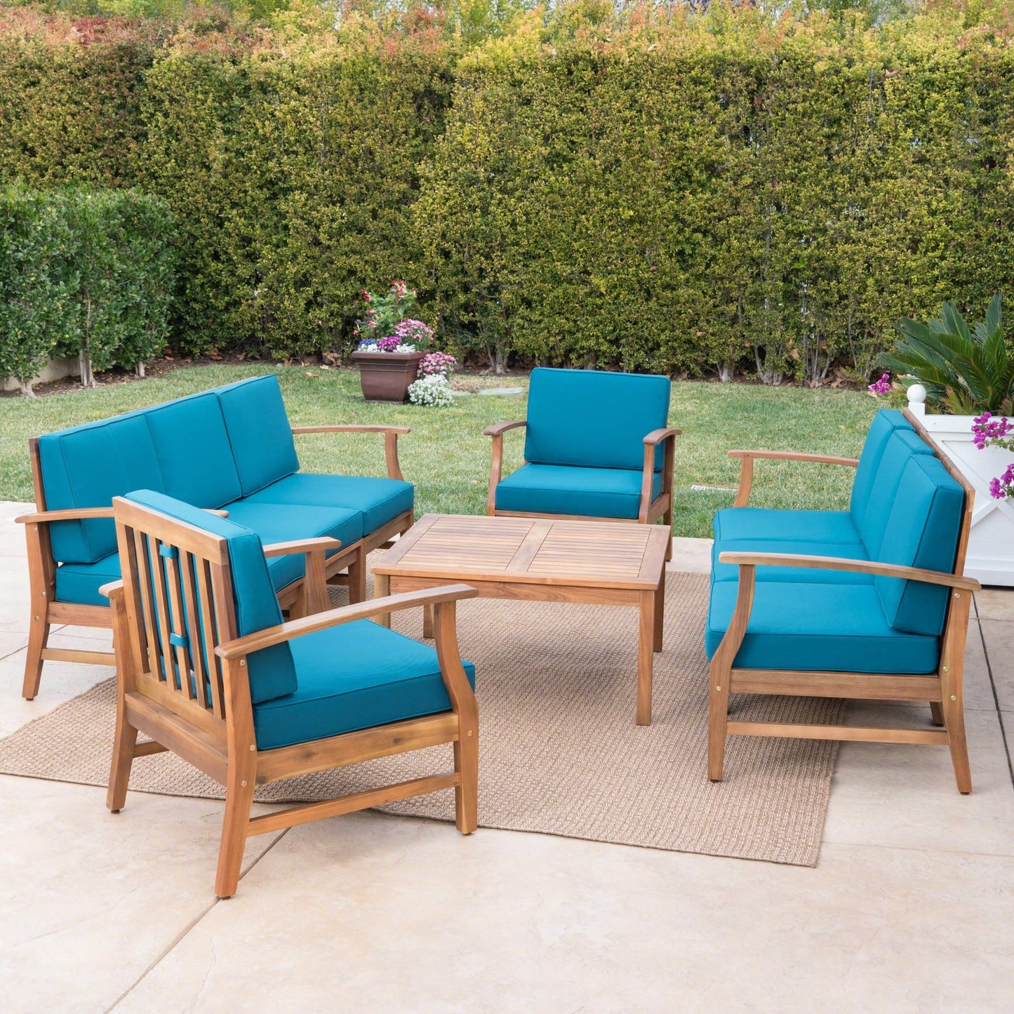 Perla Outdoor Acacia Wood 9-piece Sofa Set by Christopher Knight Home