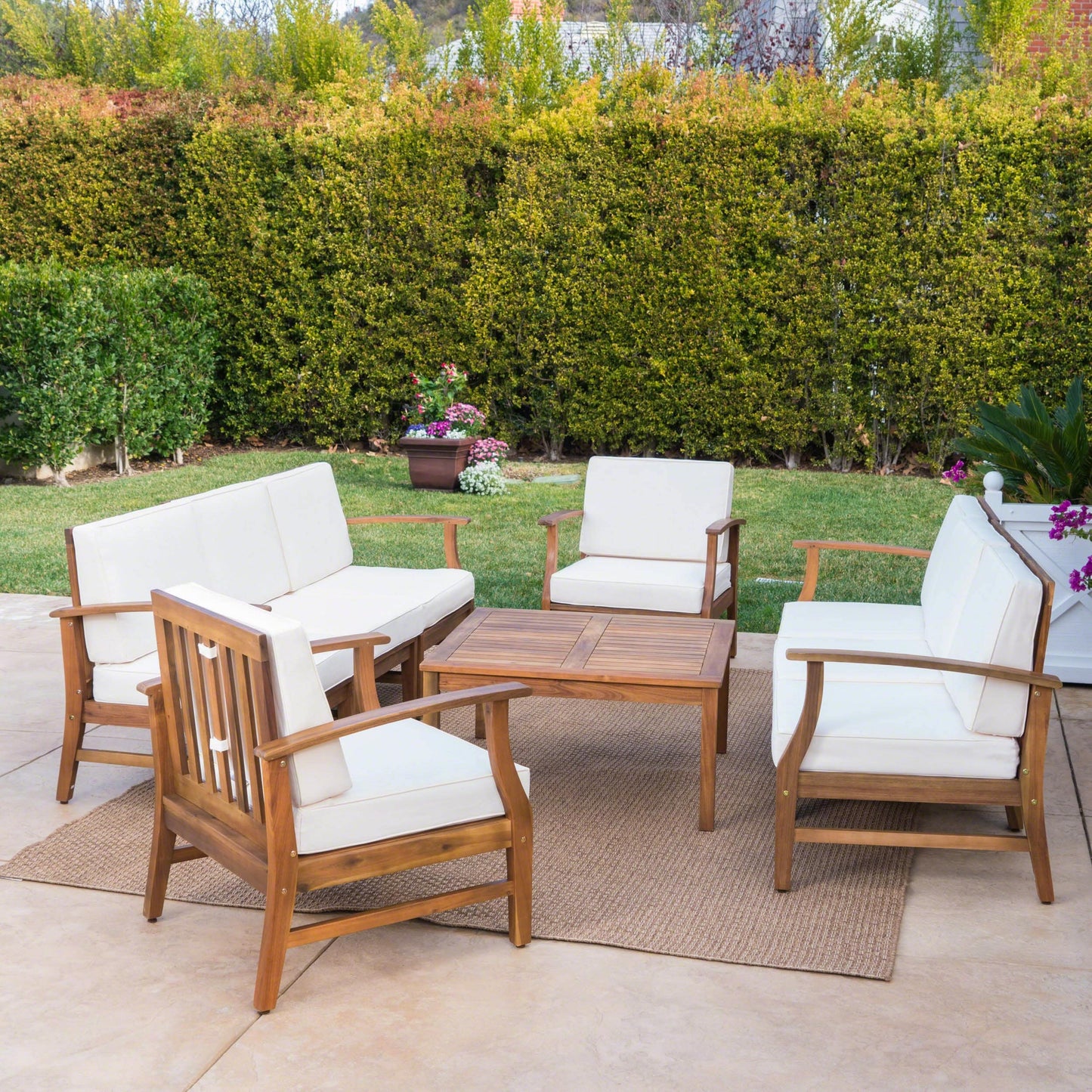 Perla Outdoor Acacia Wood 9-piece Sofa Set by Christopher Knight Home