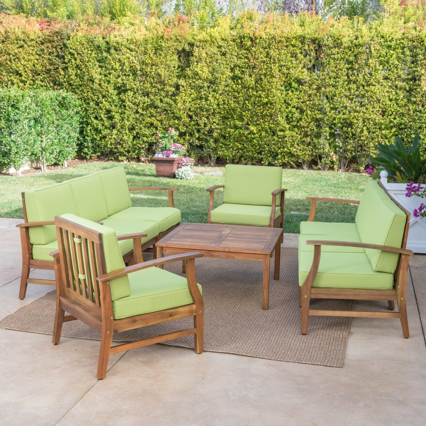Perla Outdoor Acacia Wood 9-piece Sofa Set by Christopher Knight Home