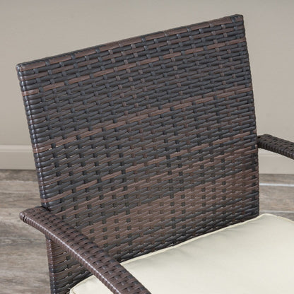 Peterson Outdoor 3-piece Wicker Bistro Set with Cushions by Christopher Knight Home