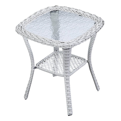 Pocassy Patio Wicker Coffee Table, Outdoor Rattan Side Table - 20X20