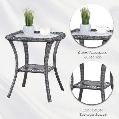 Pocassy Patio Wicker Coffee Table, Outdoor Rattan Side Table - 20X20
