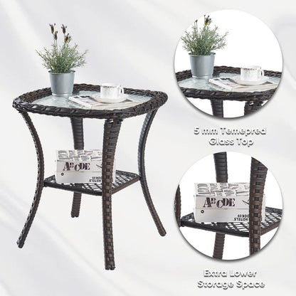 Pocassy Patio Wicker Coffee Table, Outdoor Rattan Side Table - 20X20