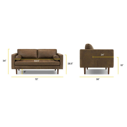 Poly & Bark Napa 72 Apartment Sofa - Full Grain Genuine Italian Leather