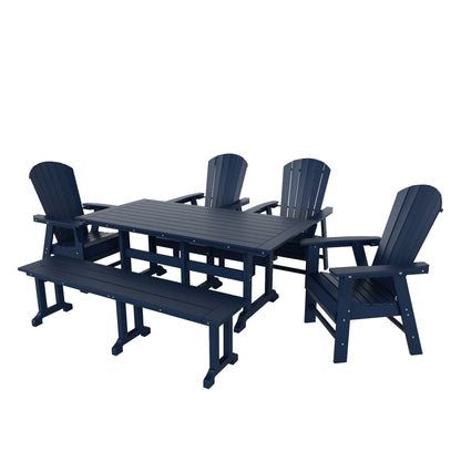 Polytrends Altura 6-Piece Rectangular Poly Eco-Friendly All Weather Outdoor Dining Set with Bench