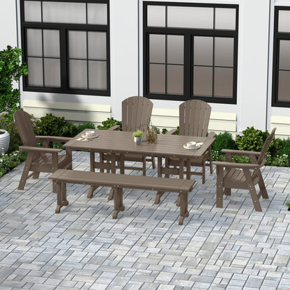 Polytrends Altura 6-Piece Rectangular Poly Eco-Friendly All Weather Outdoor Dining Set with Bench