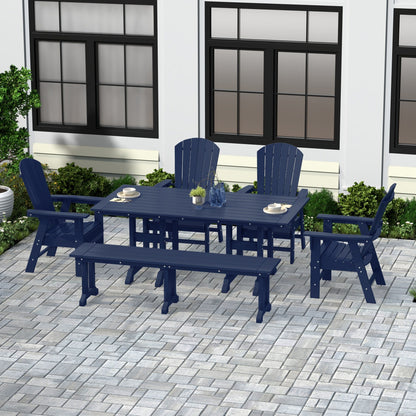 Polytrends Altura 6-Piece Rectangular Poly Eco-Friendly All Weather Outdoor Dining Set with Bench