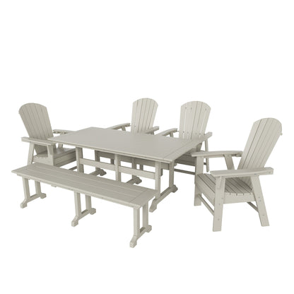 Polytrends Altura 6-Piece Rectangular Poly Eco-Friendly All Weather Outdoor Dining Set with Bench