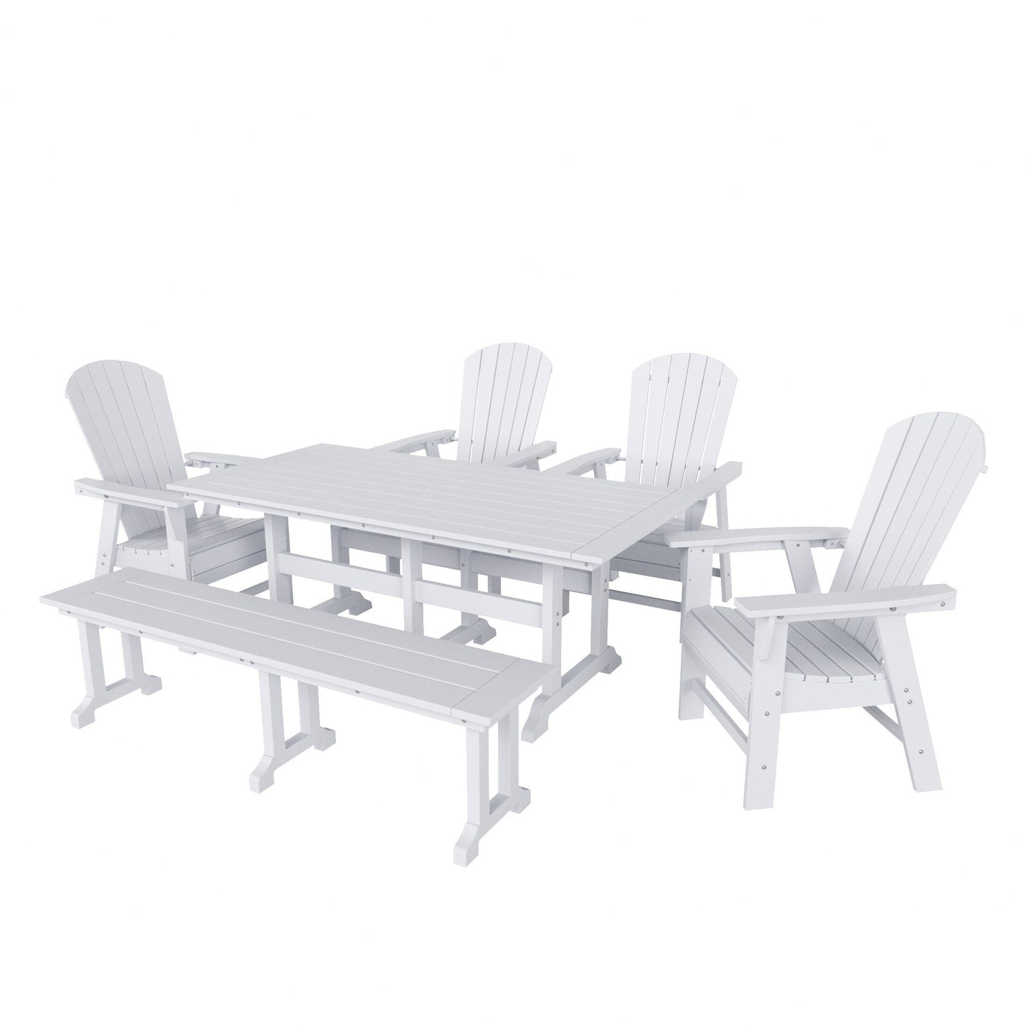 Polytrends Altura 6-Piece Rectangular Poly Eco-Friendly All Weather Outdoor Dining Set with Bench