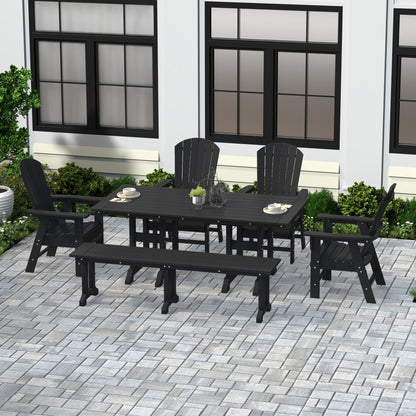 Polytrends Altura 6-Piece Rectangular Poly Eco-Friendly All Weather Outdoor Dining Set with Bench