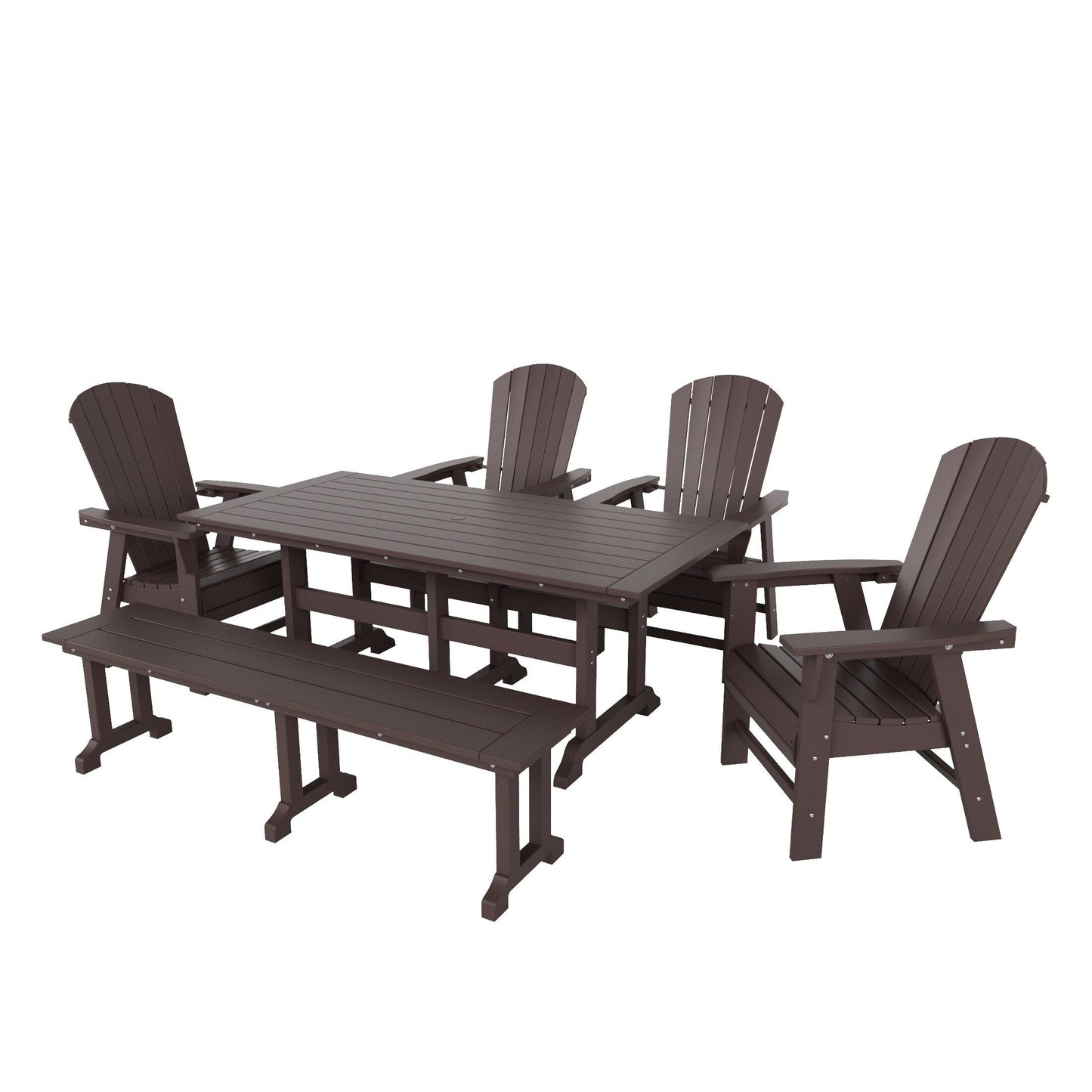 Polytrends Altura 6-Piece Rectangular Poly Eco-Friendly All Weather Outdoor Dining Set with Bench