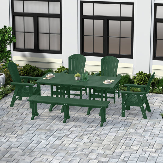 Polytrends Altura 6-Piece Rectangular Poly Eco-Friendly All Weather Outdoor Dining Set with Bench