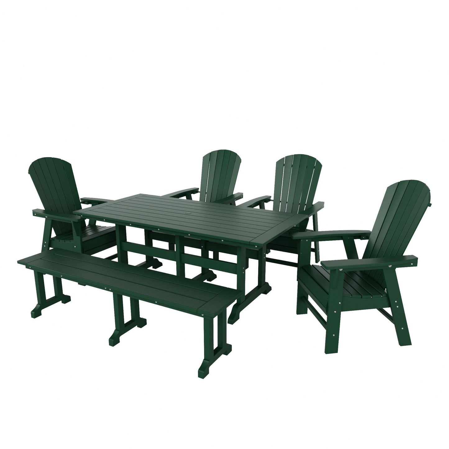 Polytrends Altura 6-Piece Rectangular Poly Eco-Friendly All Weather Outdoor Dining Set with Bench