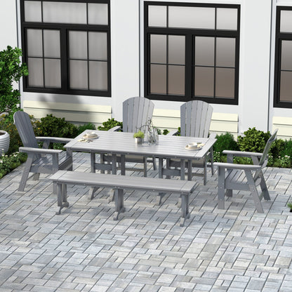 Polytrends Altura 6-Piece Rectangular Poly Eco-Friendly All Weather Outdoor Dining Set with Bench