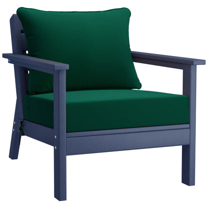 Polytrends Birchwood All Weather HDPE Outdoor Patio Navy Blue Deep Seating Conversation Set (5-Piece Set)