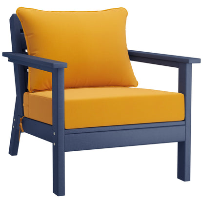 Polytrends Birchwood All Weather HDPE Outdoor Patio Navy Blue Deep Seating Conversation Set (5-Piece Set)