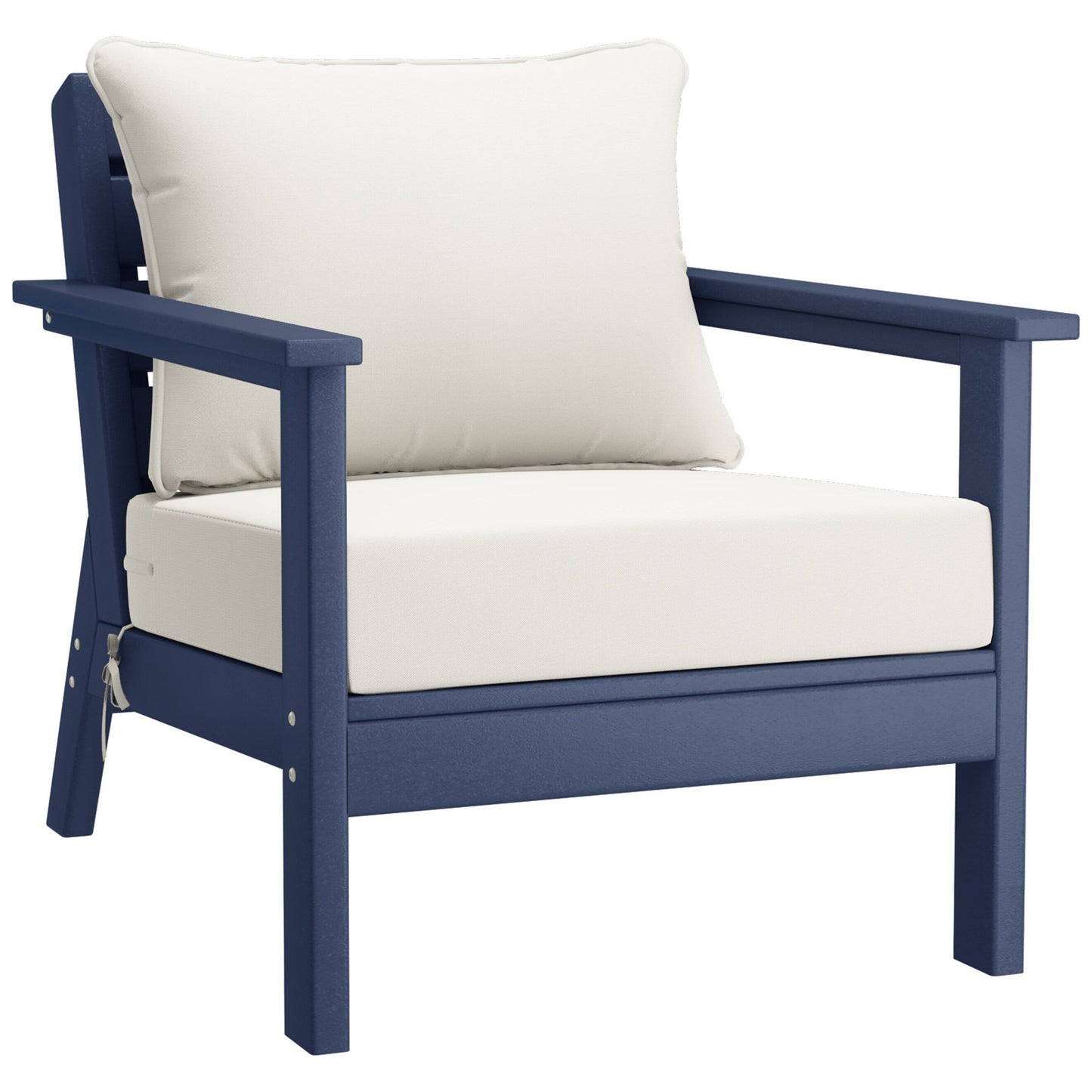 Polytrends Birchwood All Weather HDPE Outdoor Patio Navy Blue Deep Seating Conversation Set (5-Piece Set)