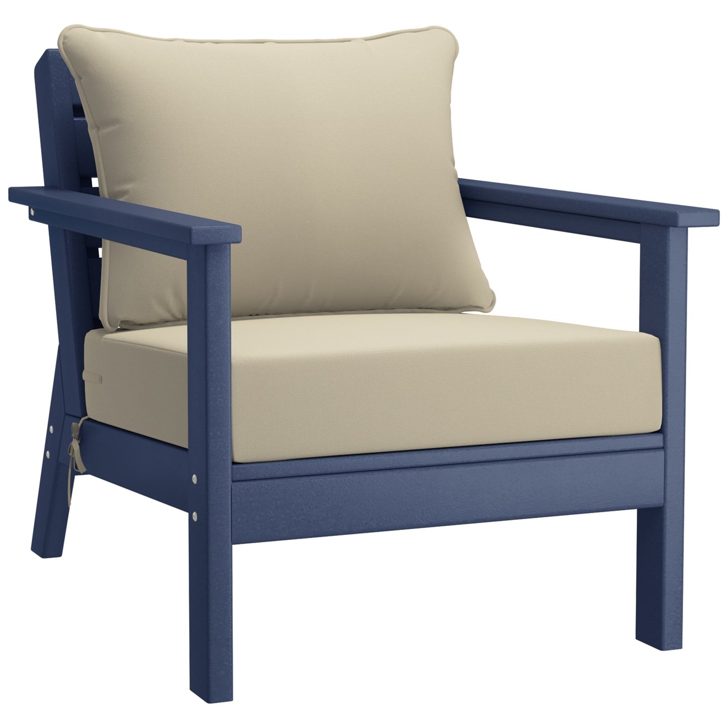 Polytrends Birchwood All Weather HDPE Outdoor Patio Navy Blue Deep Seating Conversation Set (5-Piece Set)