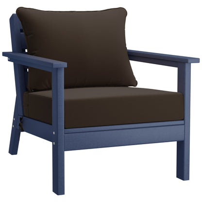 Polytrends Birchwood All Weather HDPE Outdoor Patio Navy Blue Deep Seating Conversation Set (5-Piece Set)