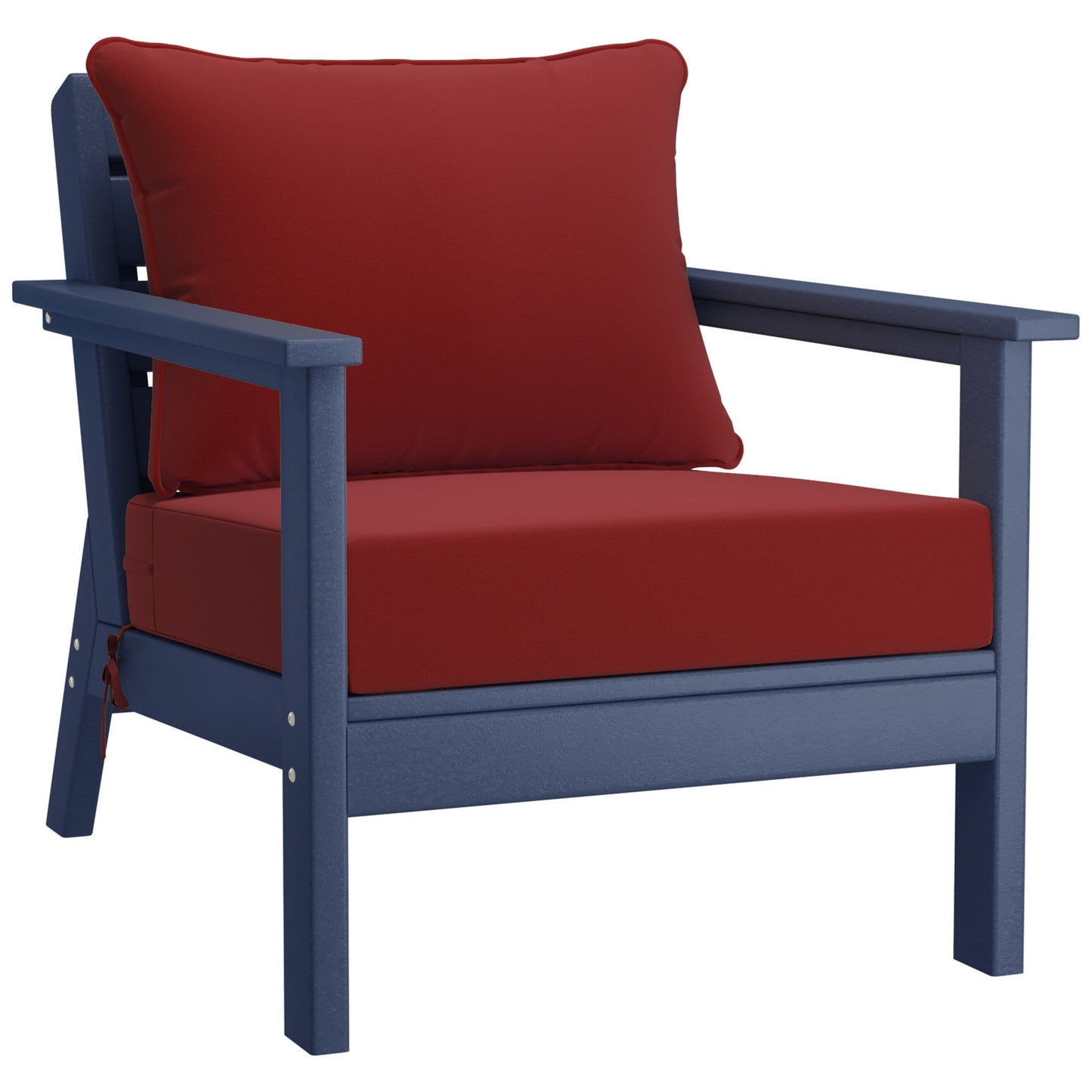 Polytrends Birchwood All Weather HDPE Outdoor Patio Navy Blue Deep Seating Conversation Set (5-Piece Set)