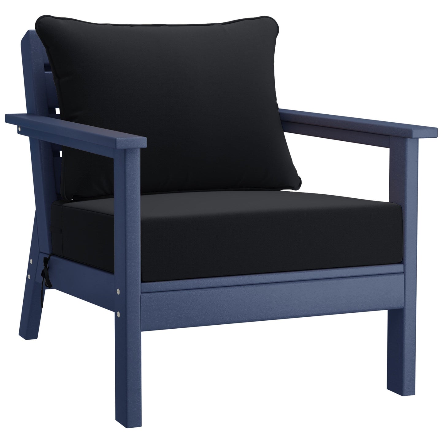 Polytrends Birchwood All Weather HDPE Outdoor Patio Navy Blue Deep Seating Conversation Set (5-Piece Set)
