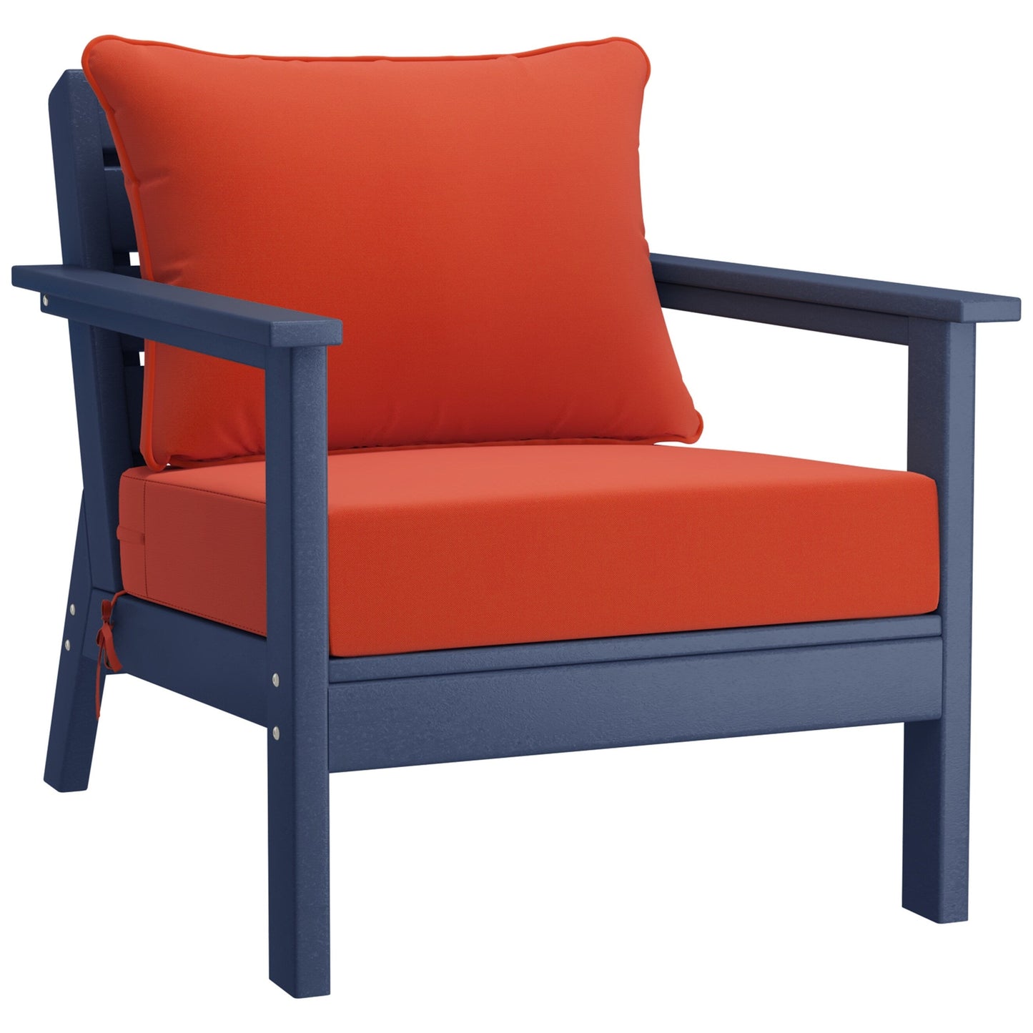 Polytrends Birchwood All Weather HDPE Outdoor Patio Navy Blue Deep Seating Conversation Set (5-Piece Set)