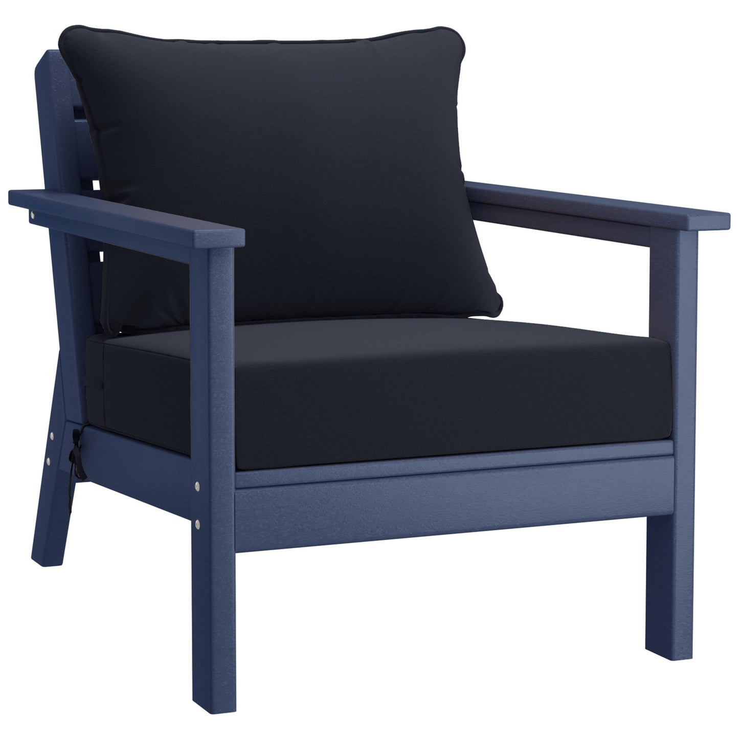Polytrends Birchwood All Weather HDPE Outdoor Patio Navy Blue Deep Seating Conversation Set (5-Piece Set)