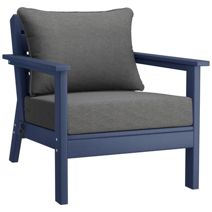 Polytrends Birchwood All Weather HDPE Outdoor Patio Navy Blue Deep Seating Conversation Set (5-Piece Set)