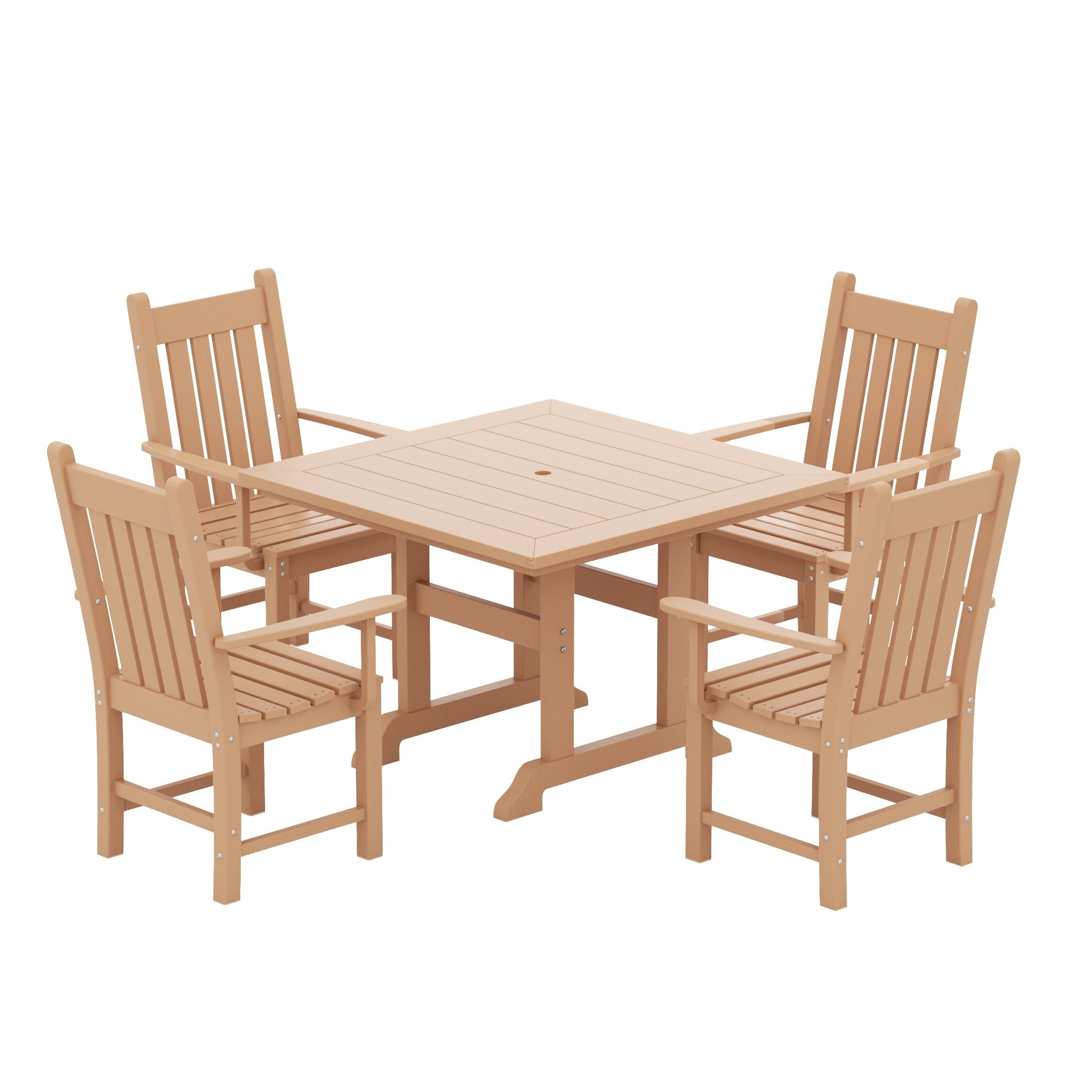 Polytrends Laguna Hdpe All Weather Outdoor Patio Dining Set with Square Table, Arm Chairs (5-Piece Set)