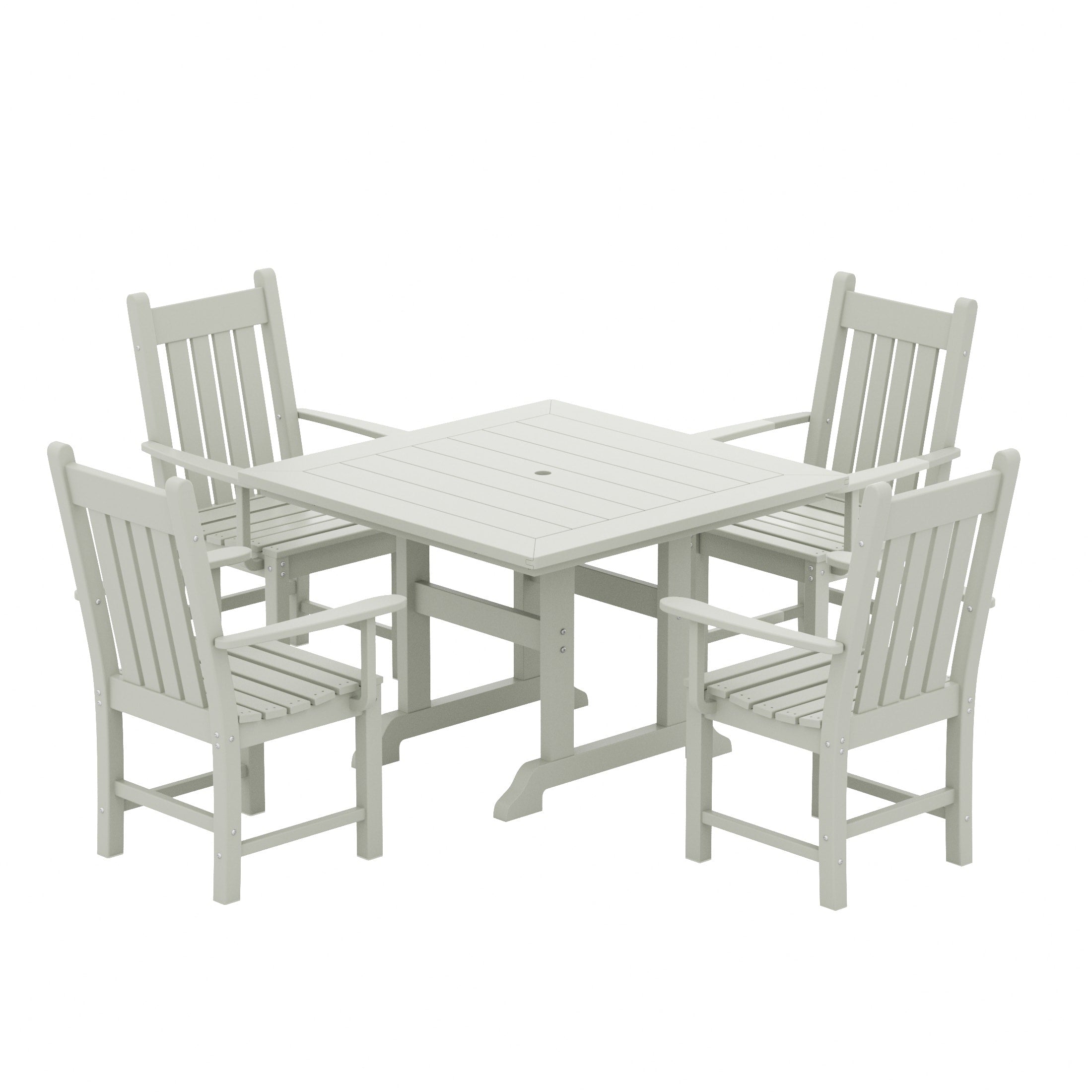 Polytrends Laguna Hdpe All Weather Outdoor Patio Dining Set with Square Table, Arm Chairs (5-Piece Set)