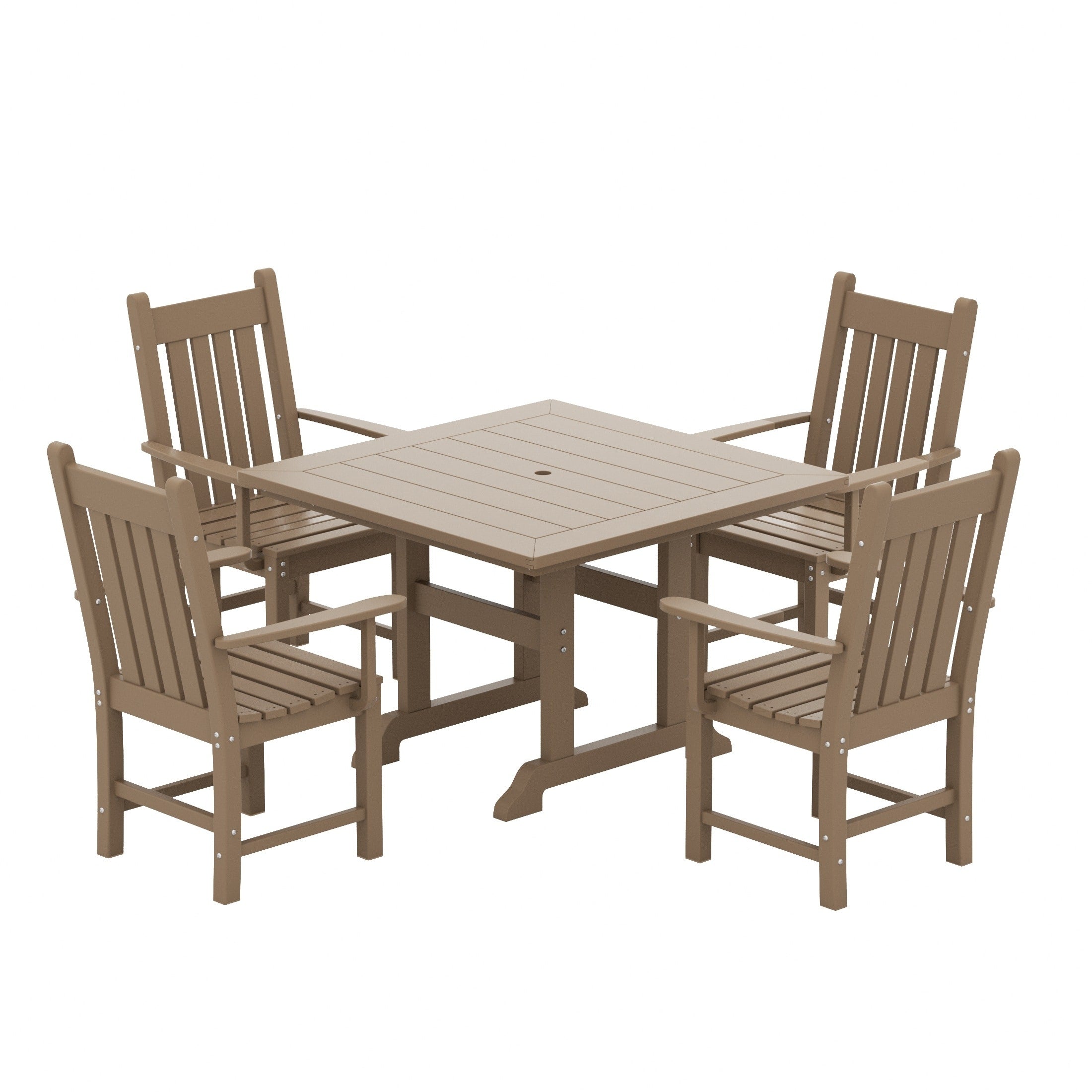 Polytrends Laguna Hdpe All Weather Outdoor Patio Dining Set with Square Table, Arm Chairs (5-Piece Set)