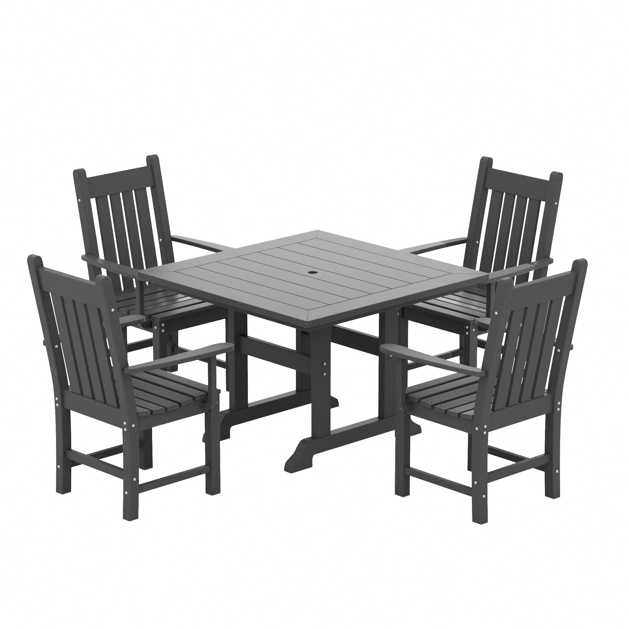 Polytrends Laguna Hdpe All Weather Outdoor Patio Dining Set with Square Table, Arm Chairs (5-Piece Set)
