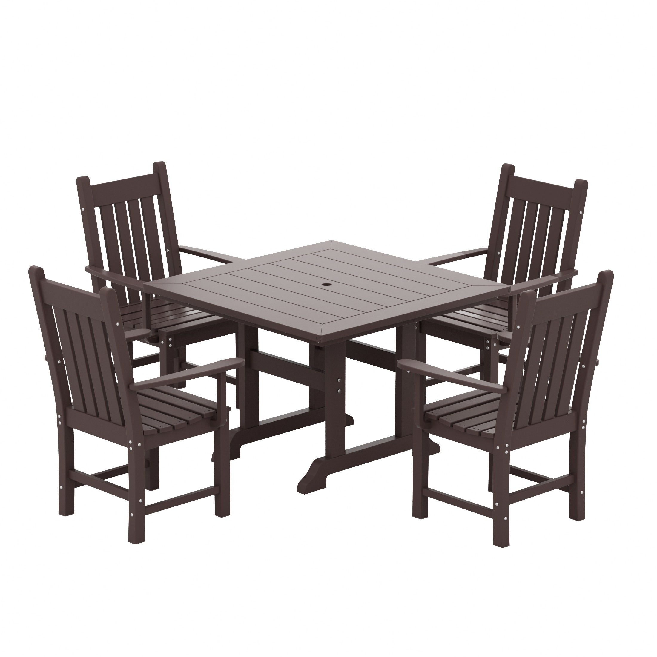 Polytrends Laguna Hdpe All Weather Outdoor Patio Dining Set with Square Table, Arm Chairs (5-Piece Set)
