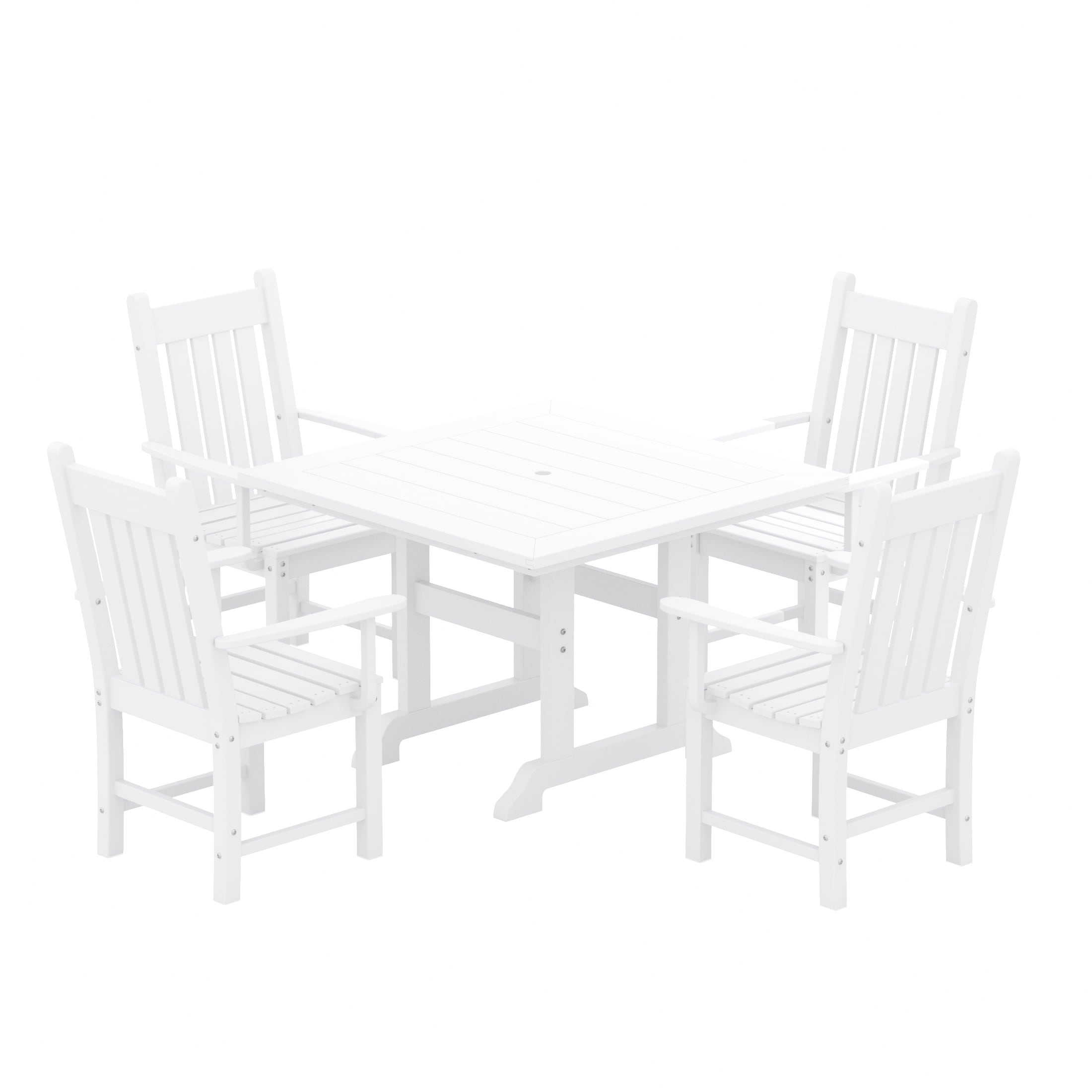 Polytrends Laguna Hdpe All Weather Outdoor Patio Dining Set with Square Table, Arm Chairs (5-Piece Set)