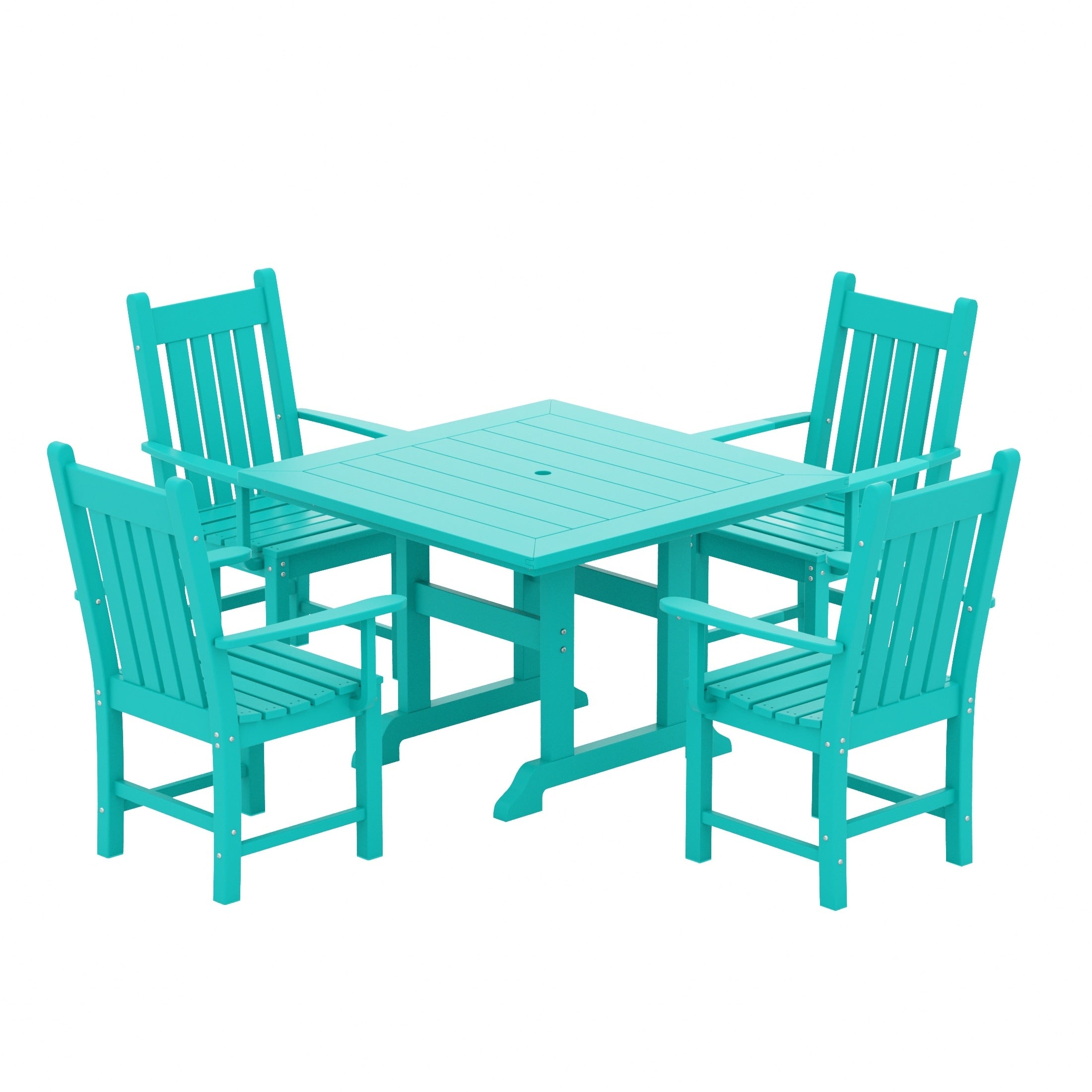 Polytrends Laguna Hdpe All Weather Outdoor Patio Dining Set with Square Table, Arm Chairs (5-Piece Set)