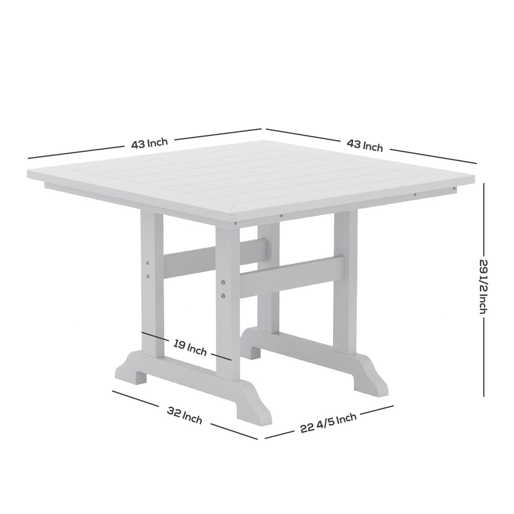 Polytrends Laguna Hdpe All Weather Outdoor Patio Dining Set with Square Table, Arm Chairs (5-Piece Set)