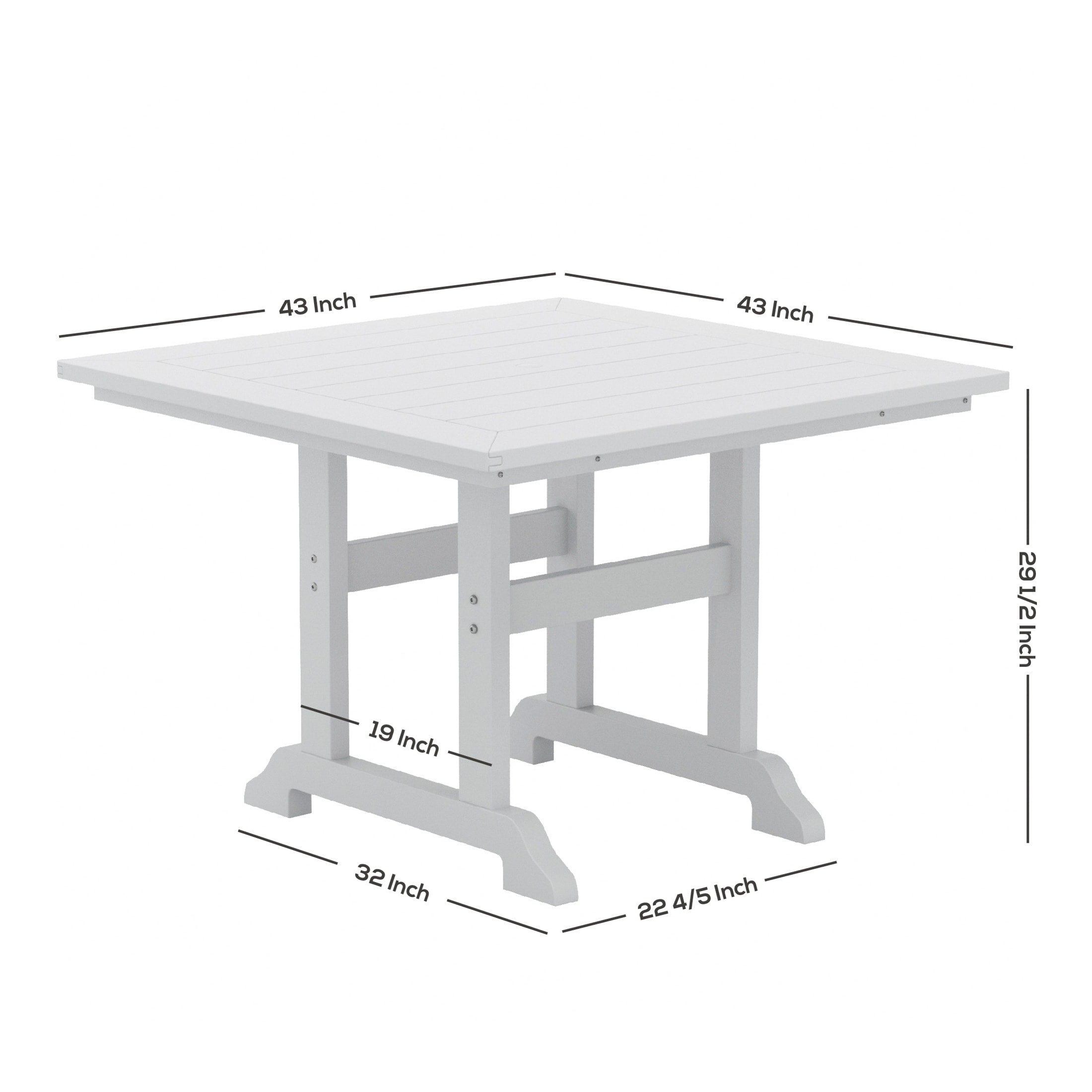 Polytrends Laguna Hdpe All Weather Outdoor Patio Dining Set with Square Table, Arm Chairs (5-Piece Set)