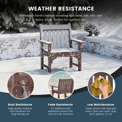 Polytrends Laguna 6-Piece Outdoor Patio Rectangle Table Garden Arm Chair Dining Set With Bench