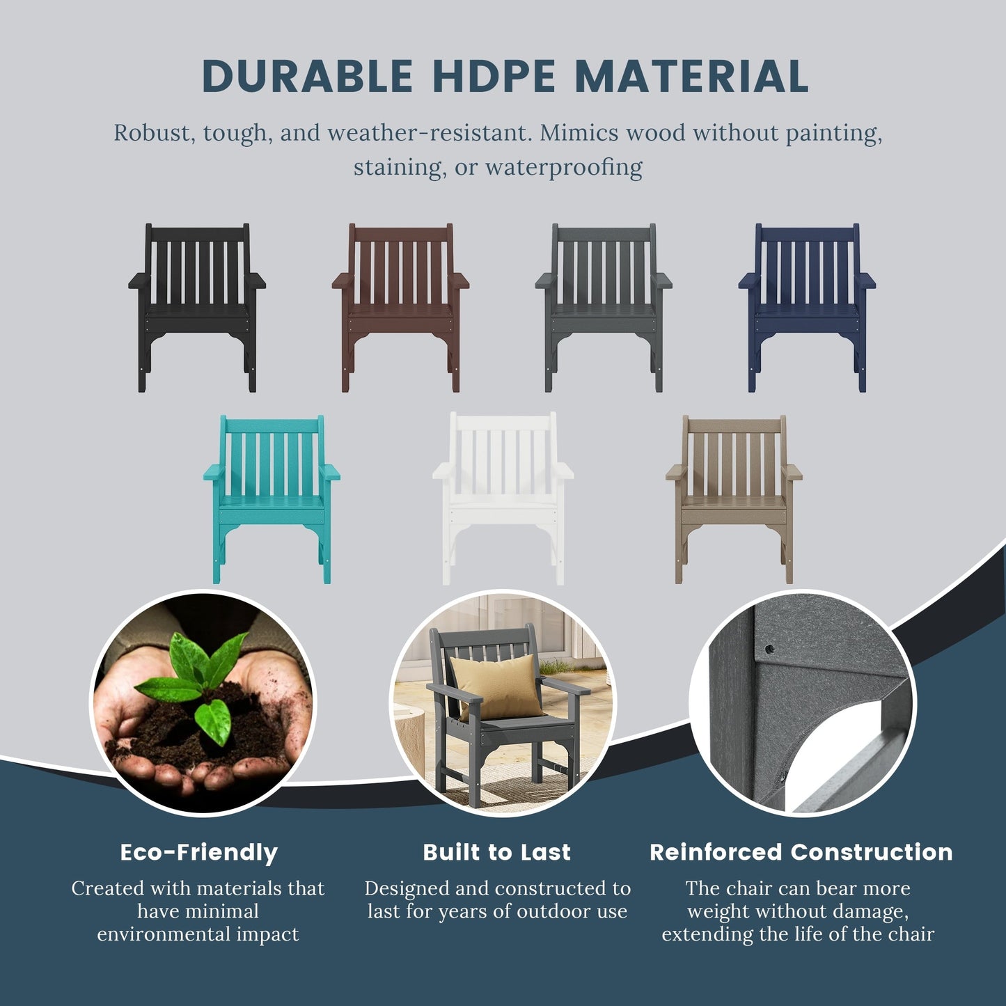 Polytrends Laguna 6-Piece Outdoor Patio Rectangle Table Garden Arm Chair Dining Set With Bench