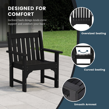 Polytrends Laguna 6-Piece Outdoor Patio Rectangle Table Garden Arm Chair Dining Set With Bench