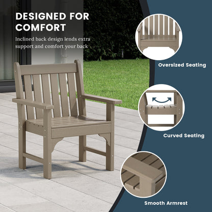 Polytrends Laguna 6-Piece Outdoor Patio Rectangle Table Garden Arm Chair Dining Set With Bench