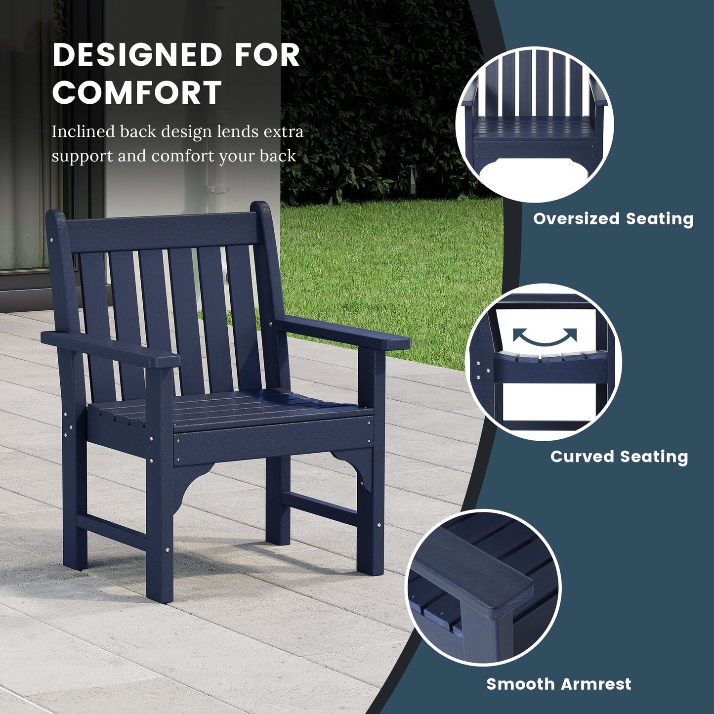 Polytrends Laguna 6-Piece Outdoor Patio Rectangle Table Garden Arm Chair Dining Set With Bench