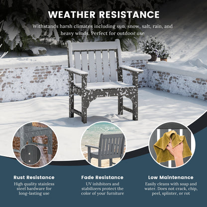 Polytrends Laguna 6-Piece Outdoor Patio Rectangle Table Garden Arm Chair Dining Set With Bench