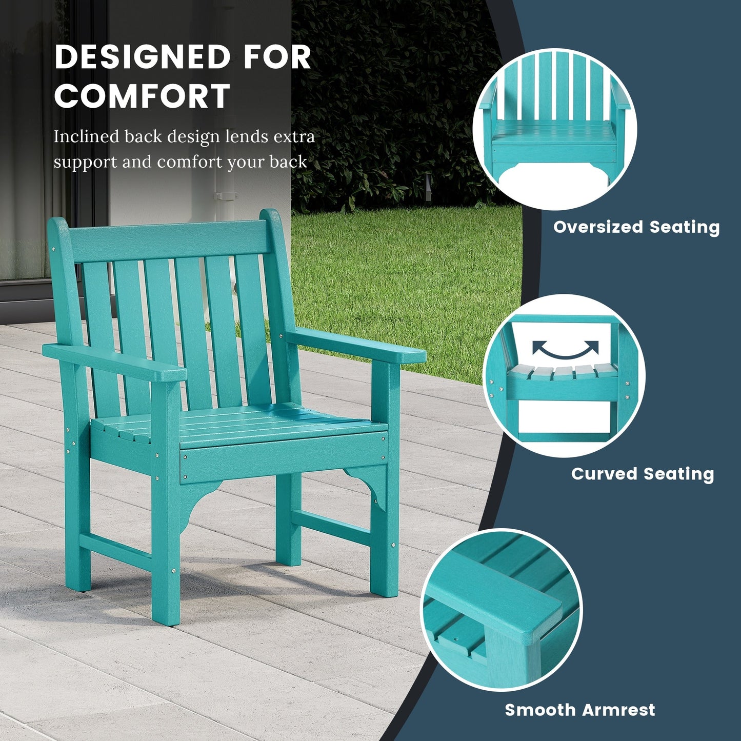 Polytrends Laguna 6-Piece Outdoor Patio Rectangle Table Garden Arm Chair Dining Set With Bench