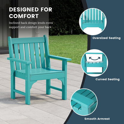 Polytrends Laguna 6-Piece Outdoor Patio Rectangle Table Garden Arm Chair Dining Set With Bench