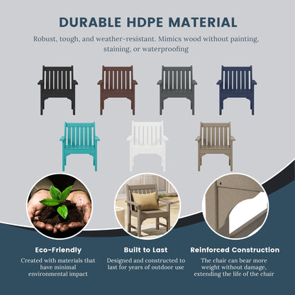 Polytrends Laguna 6-Piece Outdoor Patio Rectangle Table Garden Arm Chair Dining Set With Bench