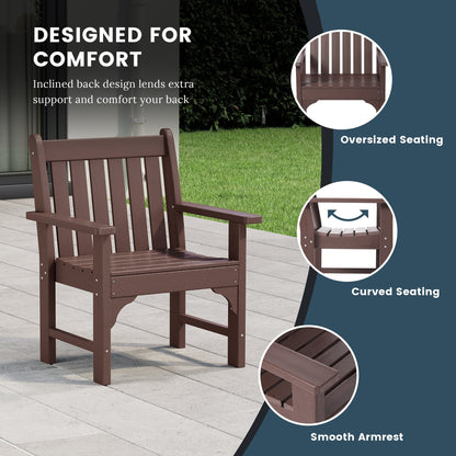 Polytrends Laguna 6-Piece Outdoor Patio Rectangle Table Garden Arm Chair Dining Set With Bench
