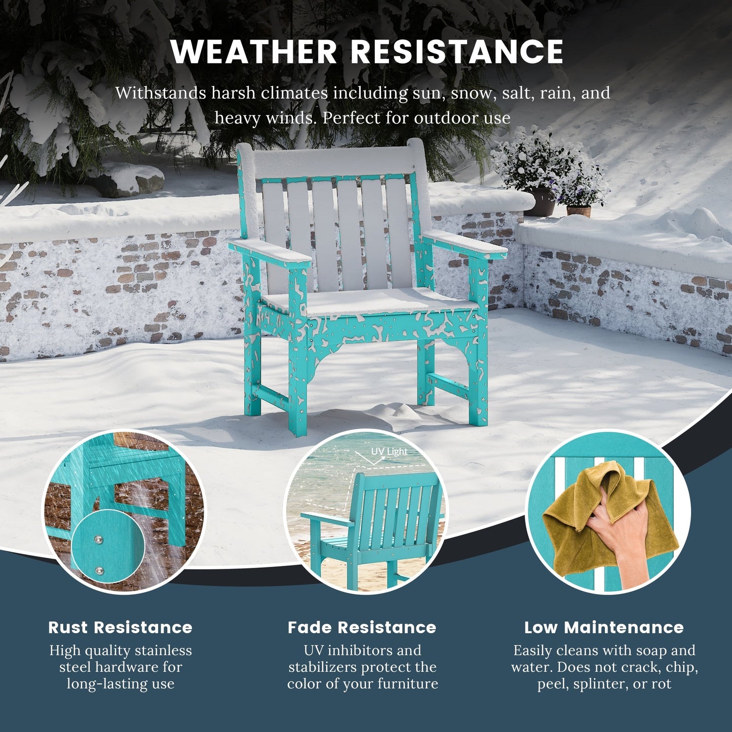 Polytrends Laguna 6-Piece Outdoor Patio Rectangle Table Garden Arm Chair Dining Set With Bench