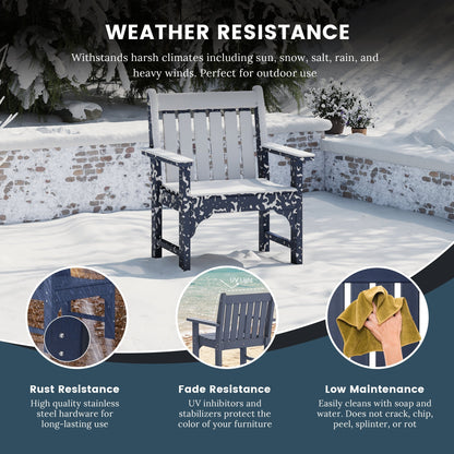 Polytrends Laguna 6-Piece Outdoor Patio Rectangle Table Garden Arm Chair Dining Set With Bench